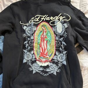 Ed Hardy Black Graphic Sleeve Hoodie